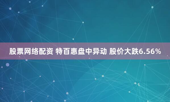 股票网络配资 特百惠盘中异动 股价大跌6.56%